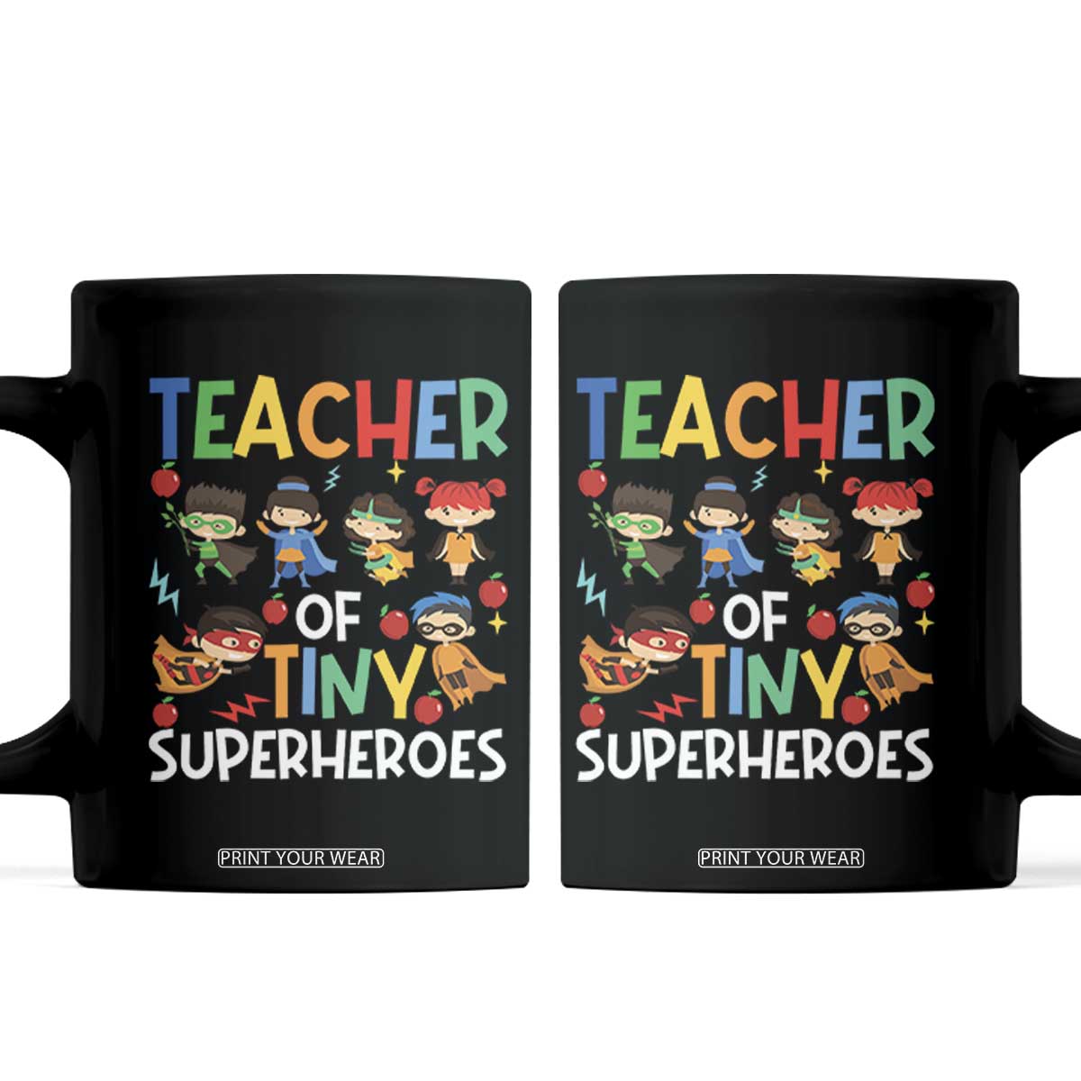 Teacher of Tiny Superheroes Coffee Mug Funny 100th Day of School TS01 Black Print Your Wear
