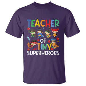 Teacher of Tiny Superheroes T Shirt Funny 100th Day of School TS01 Purple Print Your Wear