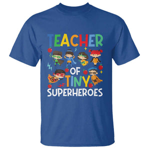 Teacher of Tiny Superheroes T Shirt Funny 100th Day of School TS01 Royal Blue Print Your Wear