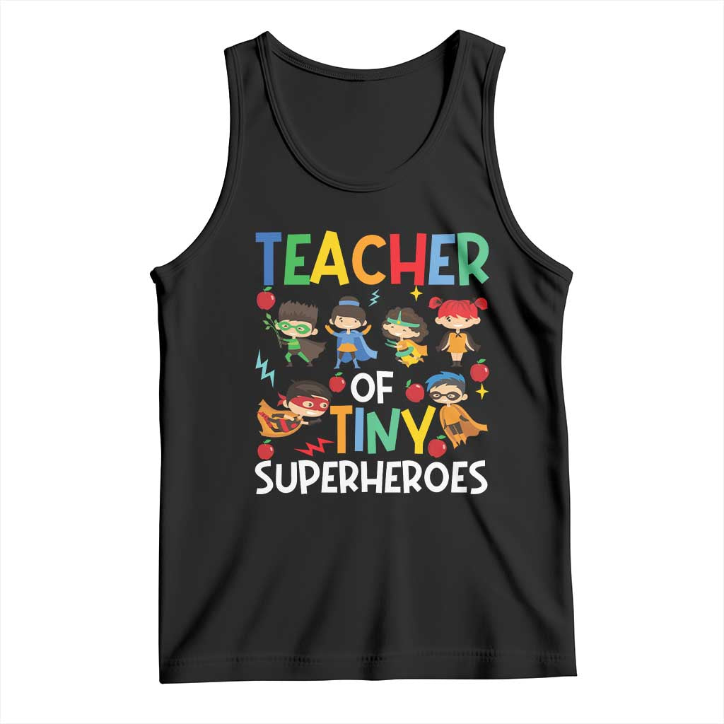 Teacher of Tiny Superheroes Tank Top Funny 100th Day of School TS01 Black Print Your Wear