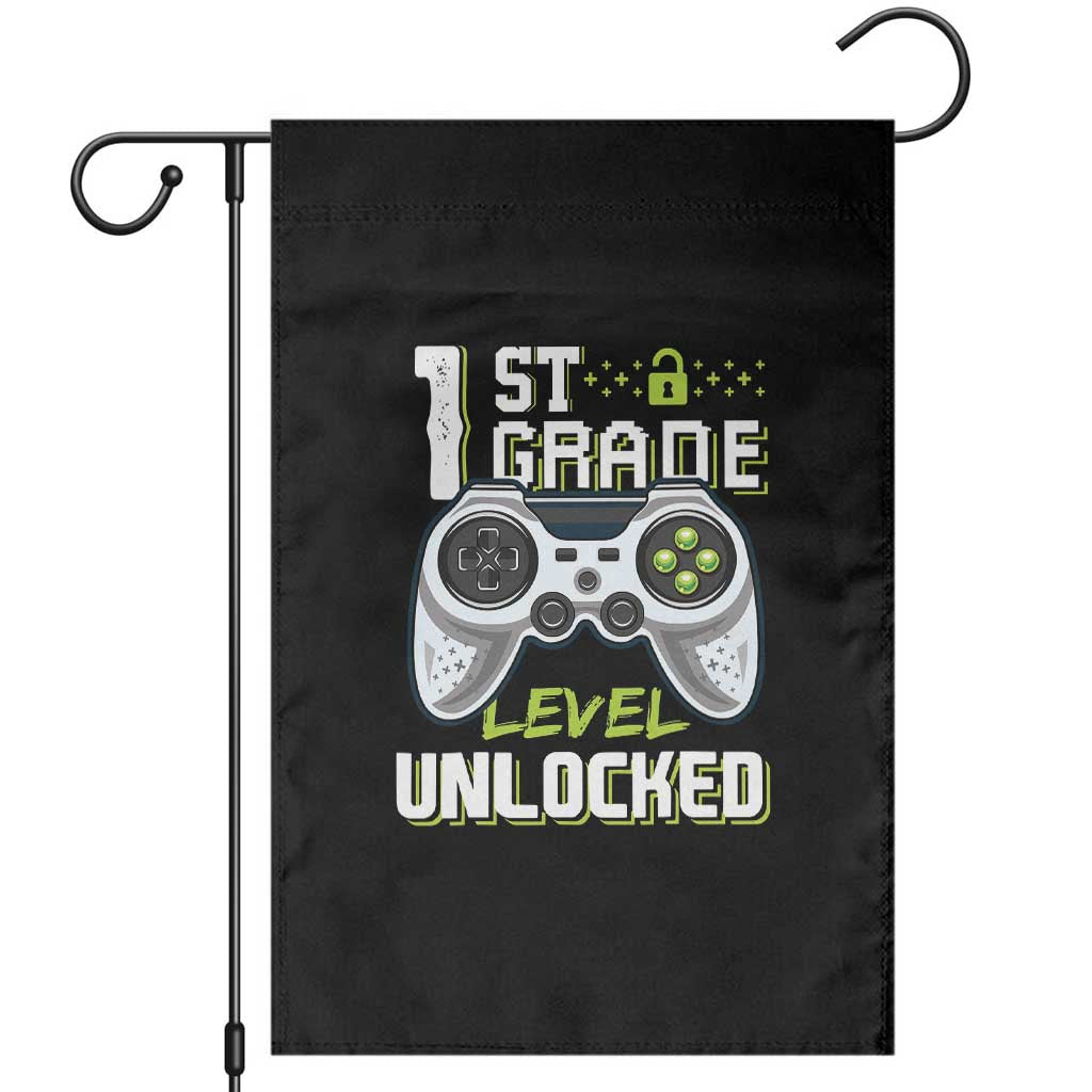 Leveling Up To School Funny Gamer Boys Garden Flag First Day Back to School Gift TS01 Black Print Your Wear