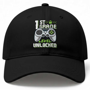 Leveling Up To School Funny Gamer Boys Baseball Cap First Day Back to School Gift TS01 Print Your Wear