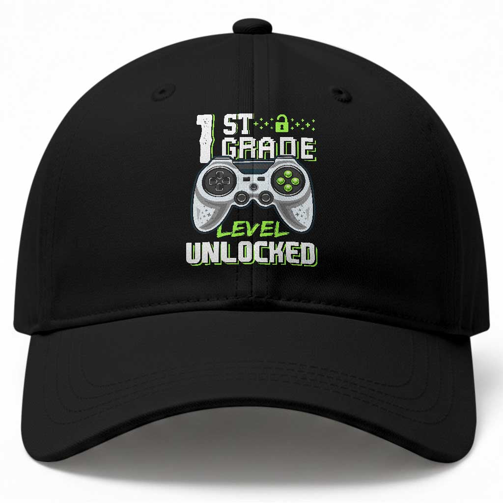 Leveling Up To School Funny Gamer Boys Baseball Cap First Day Back to School Gift TS01 Print Your Wear