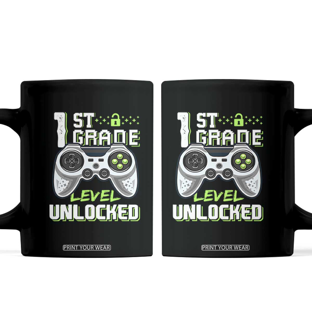 Leveling Up To School Funny Gamer Boys Coffee Mug First Day Back to School Gift TS01 Black Print Your Wear