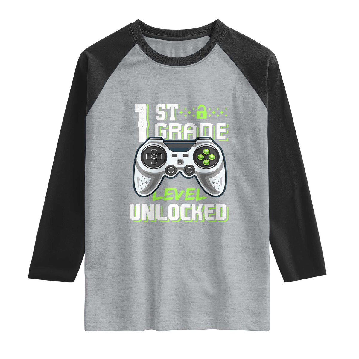 Leveling Up To School Funny Gamer Boys Raglan Shirt First Day Back to School Gift TS01 Heather Gray Black Print Your Wear