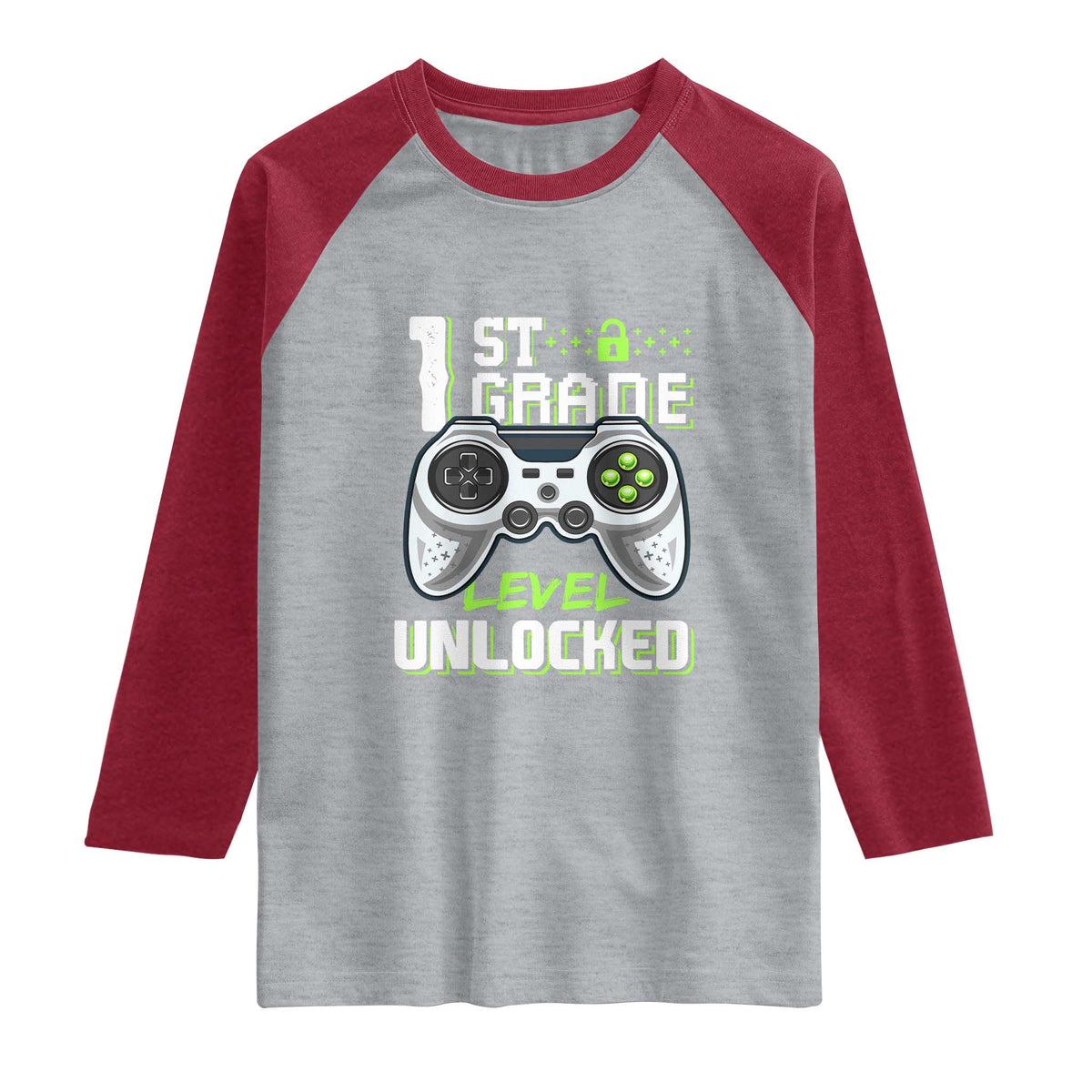 Leveling Up To School Funny Gamer Boys Raglan Shirt First Day Back to School Gift TS01 Heather Gray Heather Red Print Your Wear
