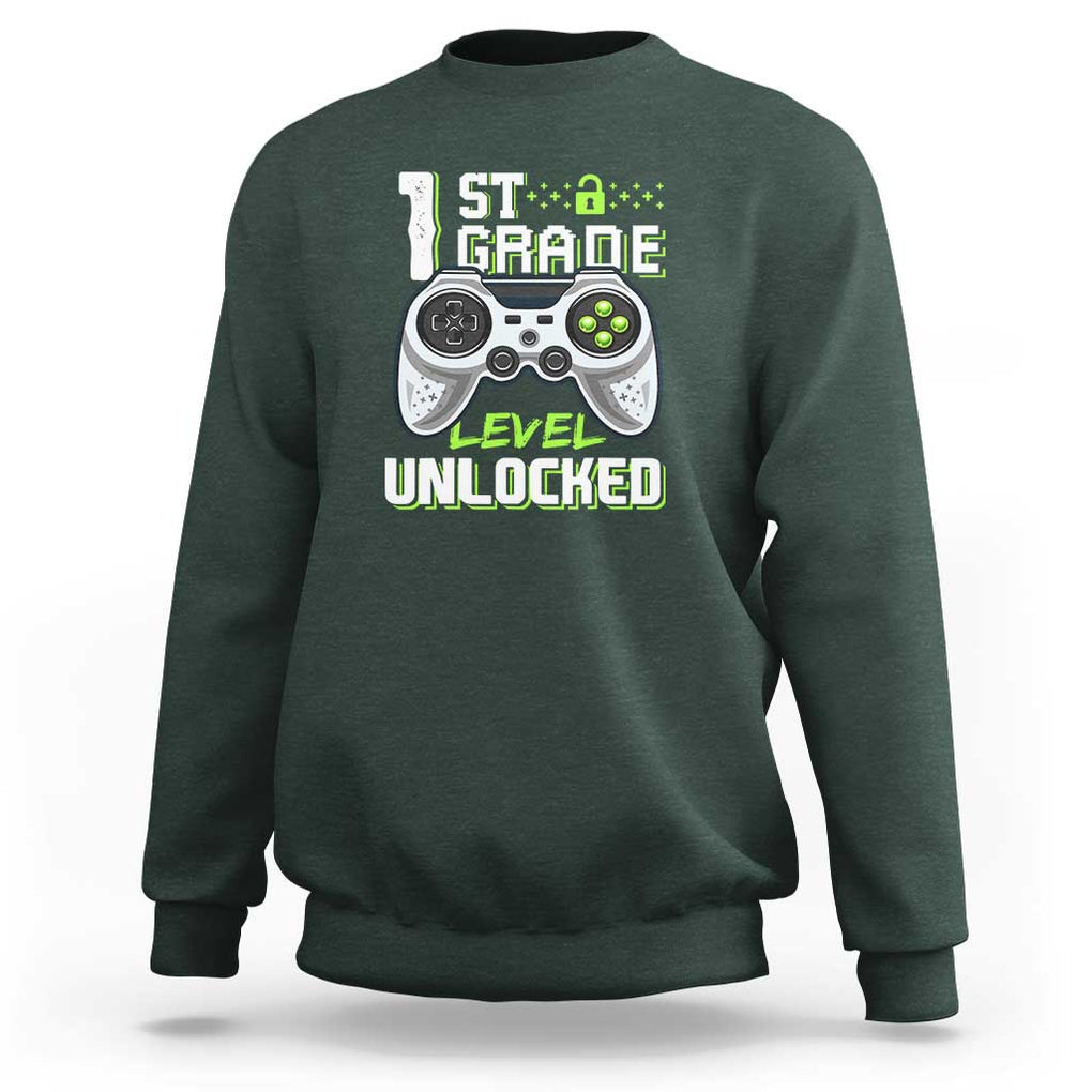 Gamer Boys Sweatshirt First Day of School, Back to School TS01 Dark Forest Green Print Your Wear