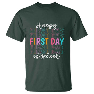 Happy First Day of School T Shirt Happy Design for Teachers and Students TS01 Dark Forest Green Print Your Wear