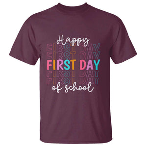 Happy First Day of School T Shirt Happy Design for Teachers and Students TS01 Maroon Print Your Wear