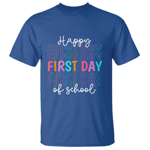 Happy First Day of School T Shirt Happy Design for Teachers and Students TS01 Royal Blue Print Your Wear