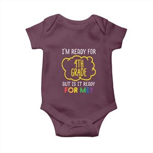 I am Ready for 4th Grade Baby Onesie Funny Fourth Grade Back to School Kids Gift TS01 Maroon Print Your Wear