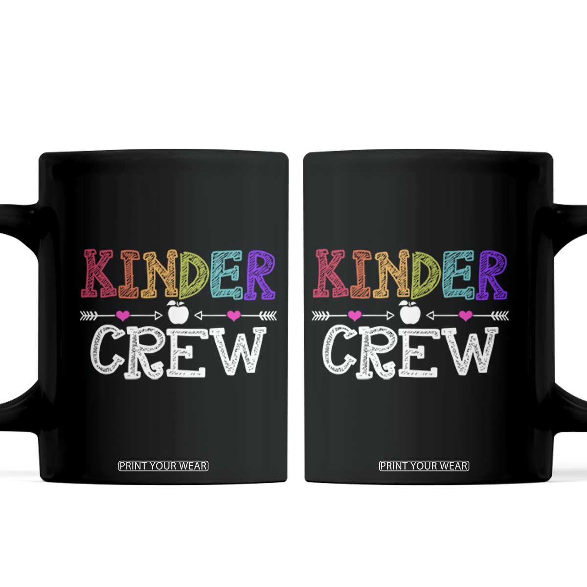 Kinder Crew Funny Kindergarten Coffee Mug Teacher and Student Back to School TS01 Black Print Your Wear