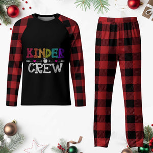 Kinder Crew Funny Kindergarten Plaid Pajama Set Teacher and Student Back to School TS01 Buffalo Plaid Print Your Wear