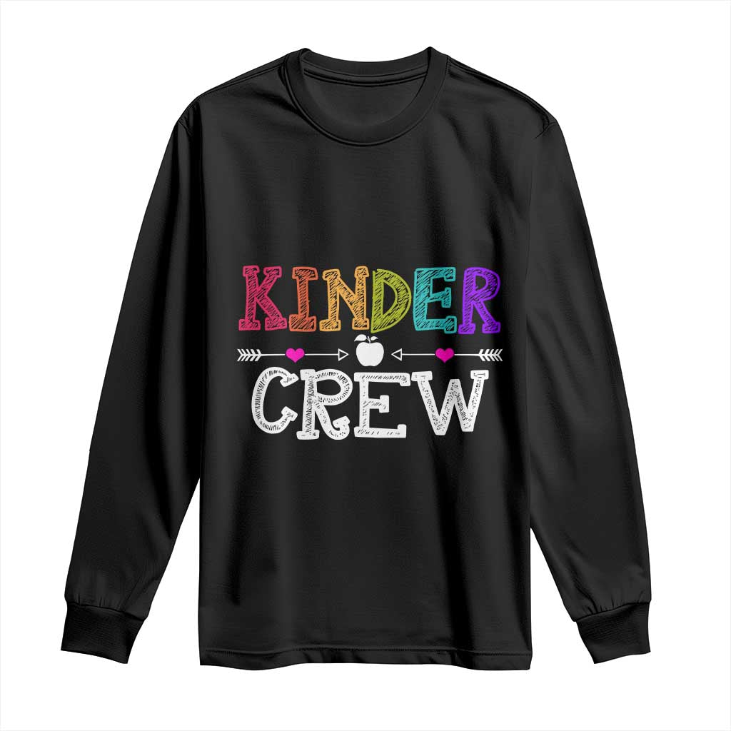 Kinder Crew Funny Kindergarten Long Sleeve Shirt Teacher and Student Back to School TS01 Black Print Your Wear