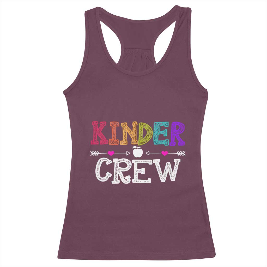 Kinder Crew Funny Kindergarten Racerback Tank Top Teacher and Student Back to School TS01 Maroon Print Your Wear