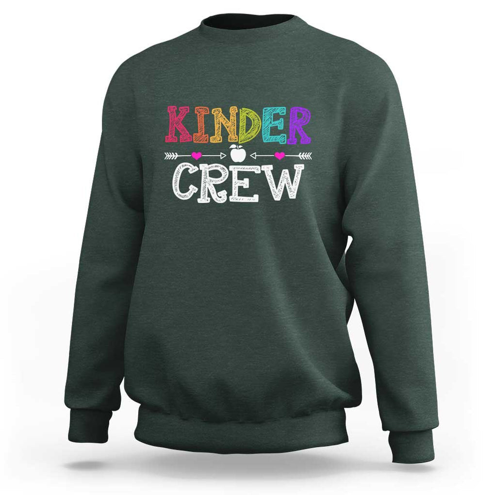 Kinder Crew Sweatshirt 1st Day of School, Funny Kindergarten Teacher TS01 Dark Forest Green Print Your Wear