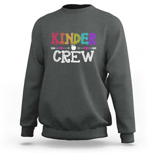 Kinder Crew Sweatshirt 1st Day of School, Funny Kindergarten Teacher TS01 Dark Heather Print Your Wear