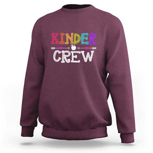 Kinder Crew Sweatshirt 1st Day of School, Funny Kindergarten Teacher TS01 Maroon Print Your Wear