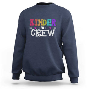 Kinder Crew Sweatshirt 1st Day of School, Funny Kindergarten Teacher TS01 Navy Print Your Wear