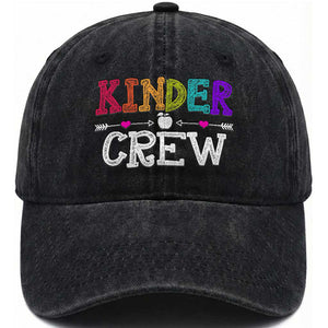 Kinder Crew Funny Kindergarten Washed Cotton Baseball Cap Teacher and Student Back to School TS01 Print Your Wear
