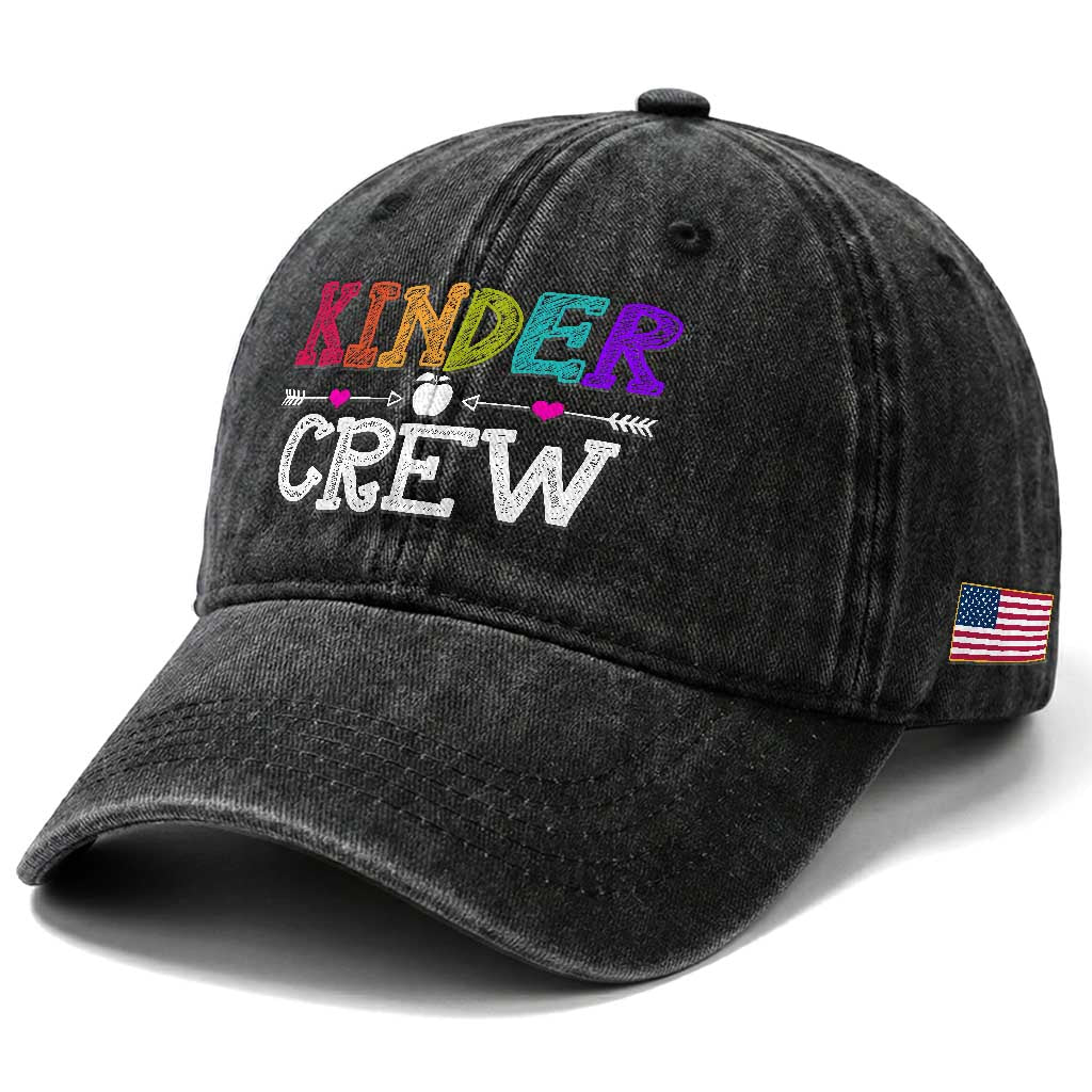 Kinder Crew Funny Kindergarten Washed Cotton Baseball Cap Teacher and Student Back to School TS01 Print Your Wear