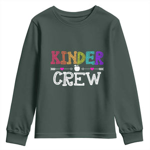 Kinder Crew Funny Kindergarten Youth Sweatshirt Teacher and Student Back to School TS01 Dark Forest Green Print Your Wear