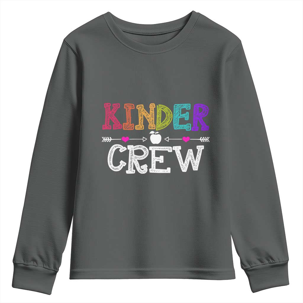 Kinder Crew Funny Kindergarten Youth Sweatshirt Teacher and Student Back to School TS01 Dark Heather Print Your Wear