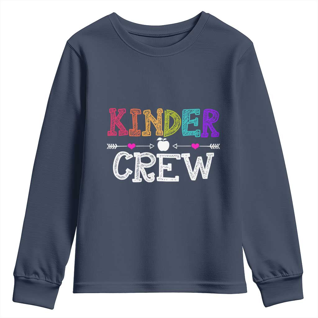 Kinder Crew Funny Kindergarten Youth Sweatshirt Teacher and Student Back to School TS01 Navy Print Your Wear