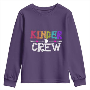 Kinder Crew Funny Kindergarten Youth Sweatshirt Teacher and Student Back to School TS01 Purple Print Your Wear