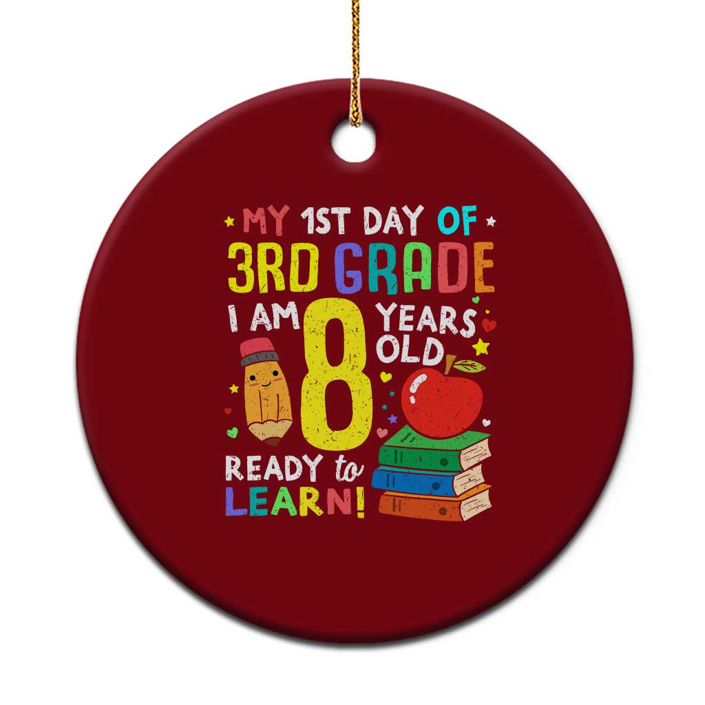 Hello 3rd Grade Ceramic Ornament Boys and Girls First Day Back to School Gift TS01 1pc Red Print Your Wear