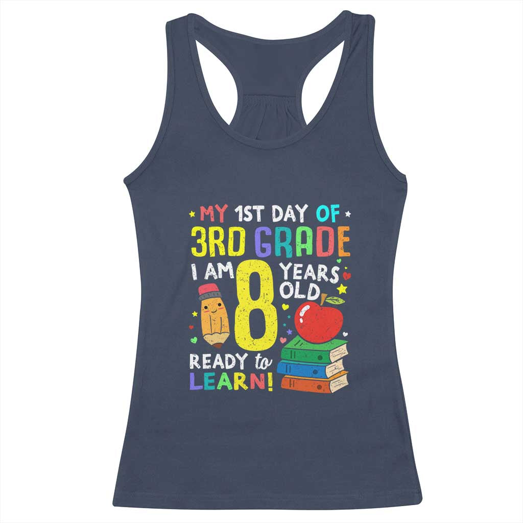 Hello 3rd Grade Racerback Tank Top Boys and Girls First Day Back to School Gift TS01 Navy Print Your Wear