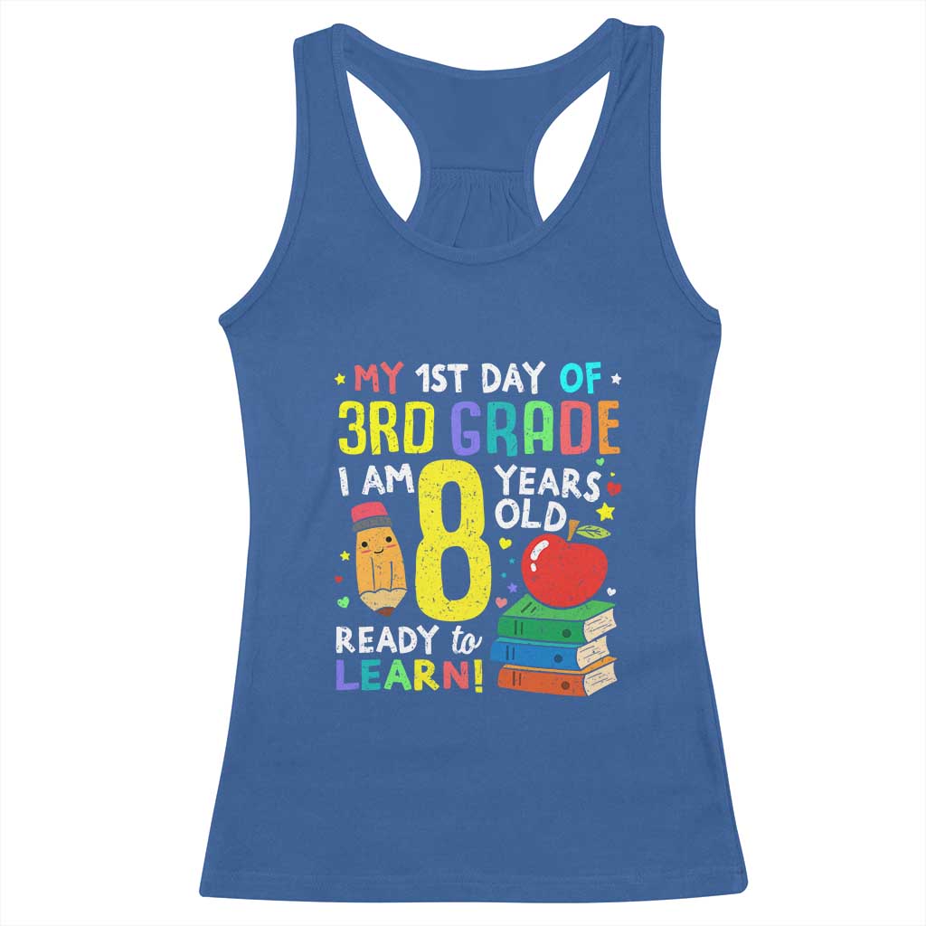 Hello 3rd Grade Racerback Tank Top Boys and Girls First Day Back to School Gift TS01 Royal Blue Print Your Wear