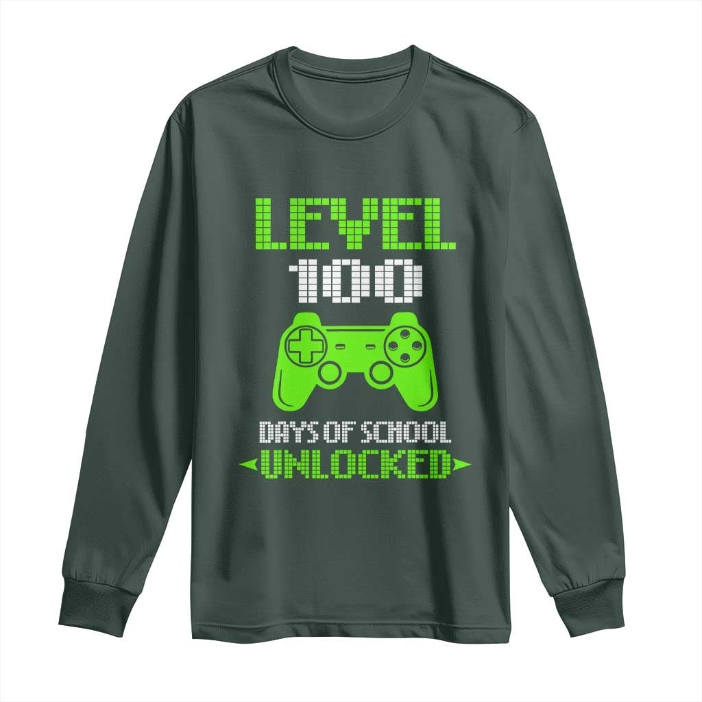 100 Days of School Smarter Long Sleeve Shirt Cool 100th Day Celebration Gift TS01 Dark Forest Green Print Your Wear