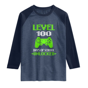 100 Days of School Smarter Raglan Shirt Cool 100th Day Celebration Gift TS01 Heather Denim Navy Print Your Wear