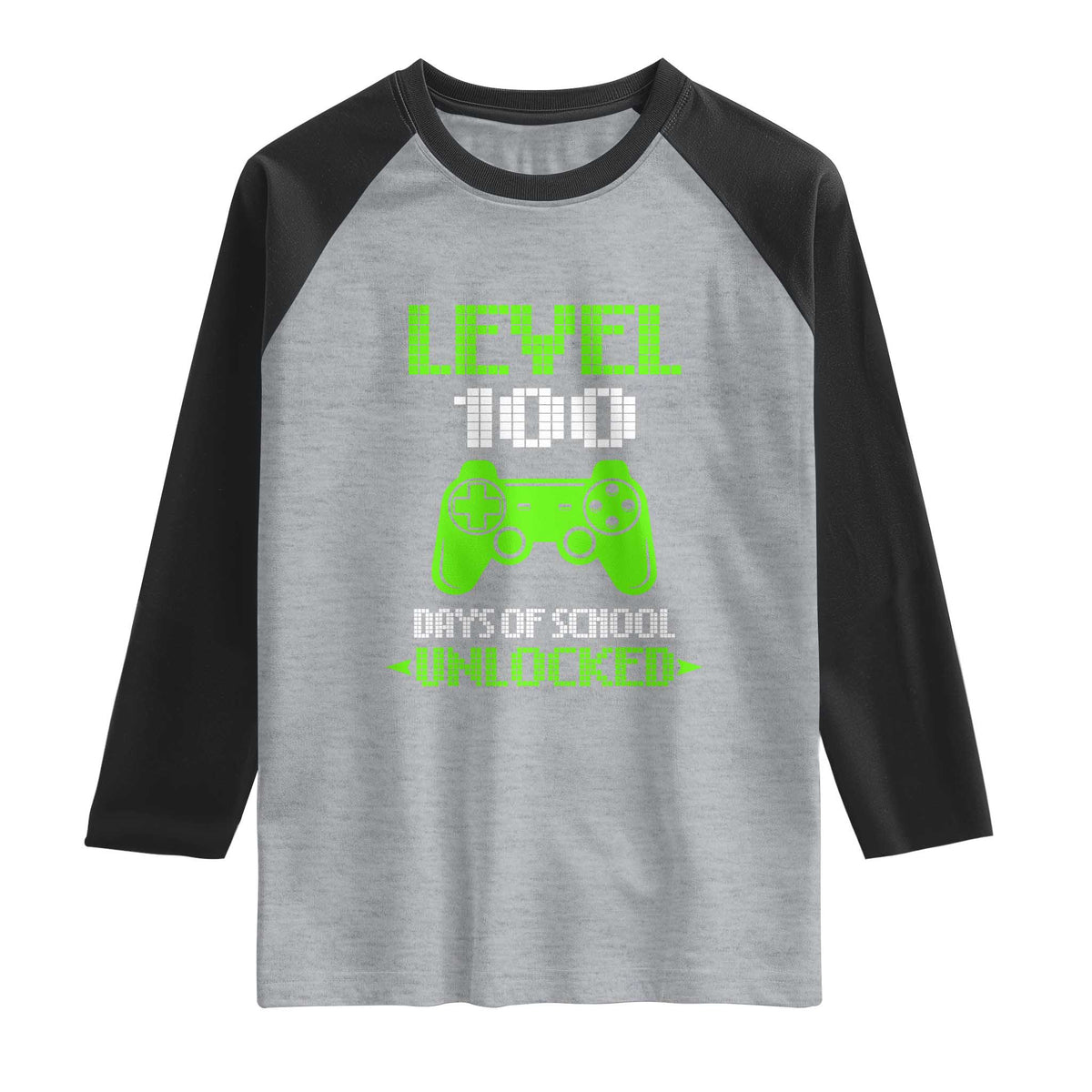 100 Days of School Smarter Raglan Shirt Cool 100th Day Celebration Gift TS01 Heather Gray Black Print Your Wear