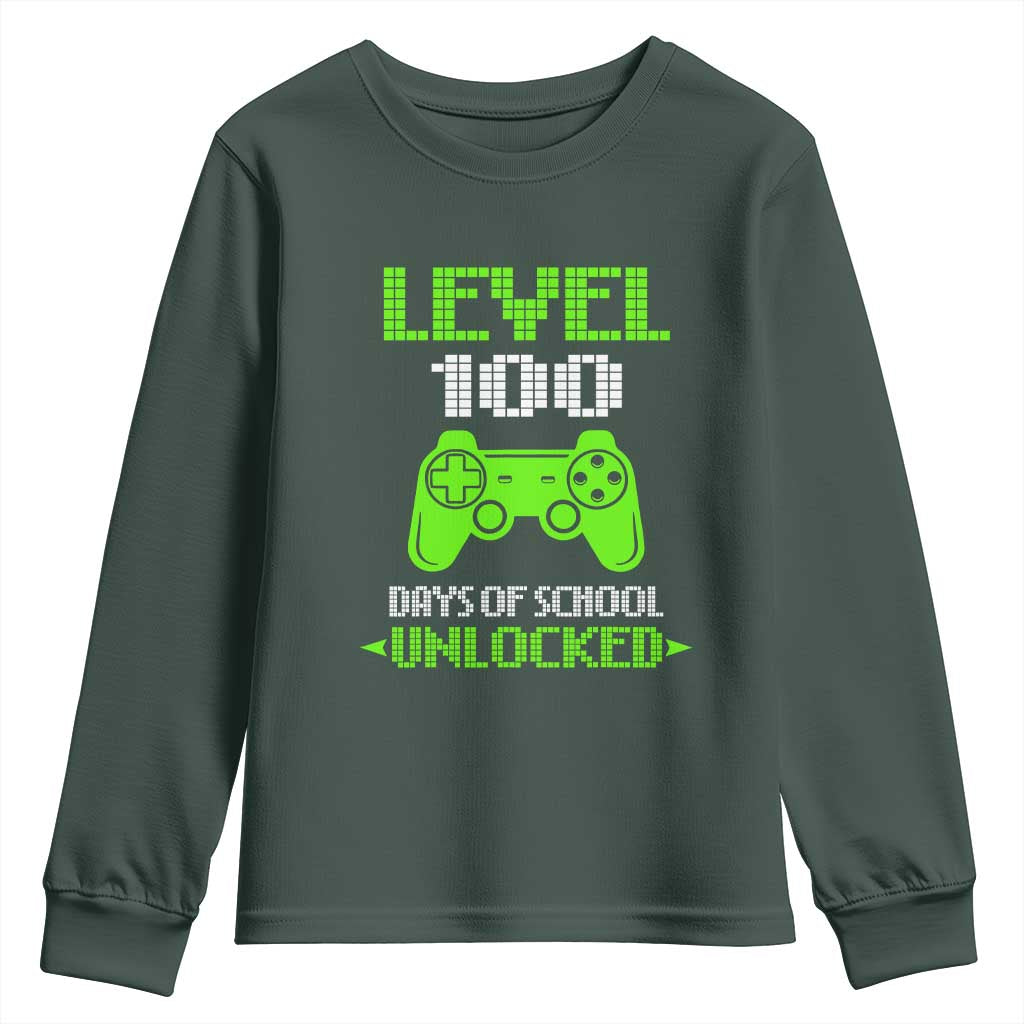 100 Days of School Smarter Youth Sweatshirt Cool 100th Day Celebration Gift TS01 Dark Forest Green Print Your Wear