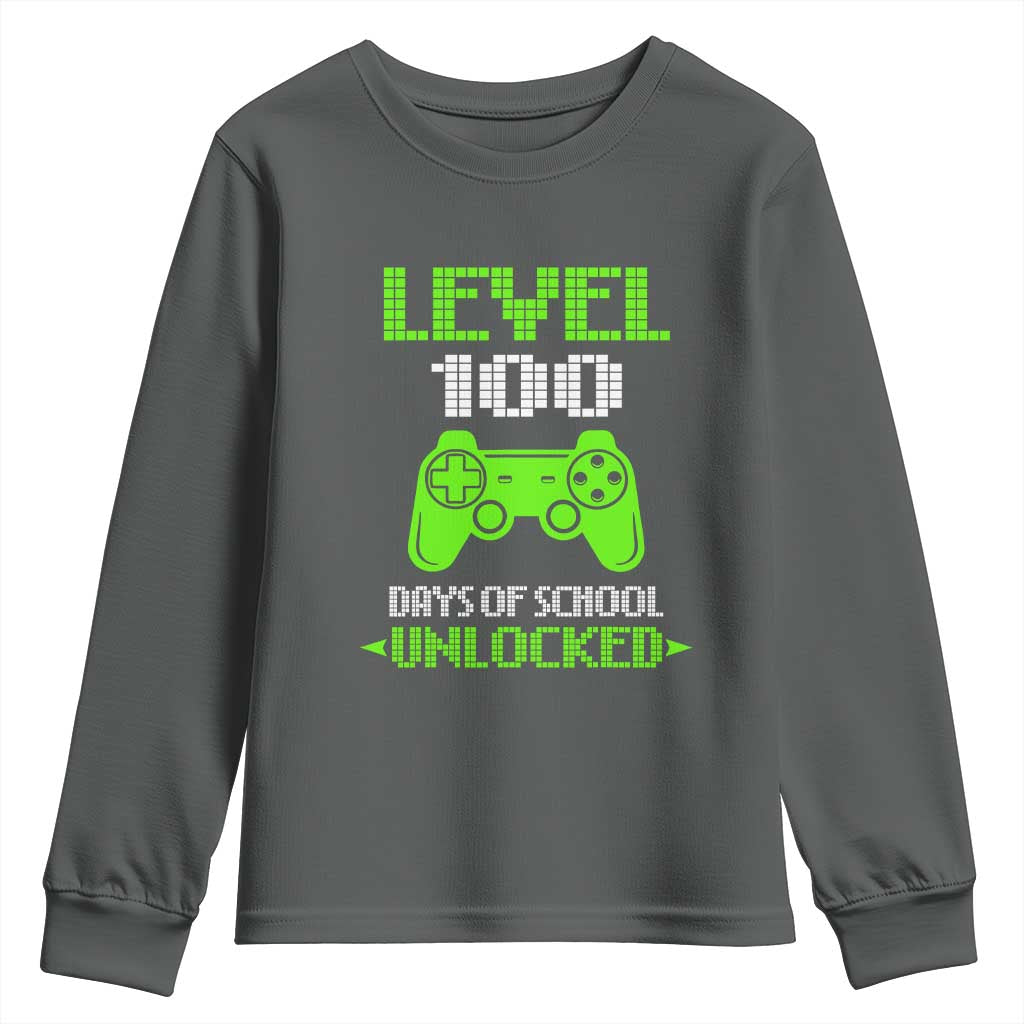 100 Days of School Smarter Youth Sweatshirt Cool 100th Day Celebration Gift TS01 Dark Heather Print Your Wear