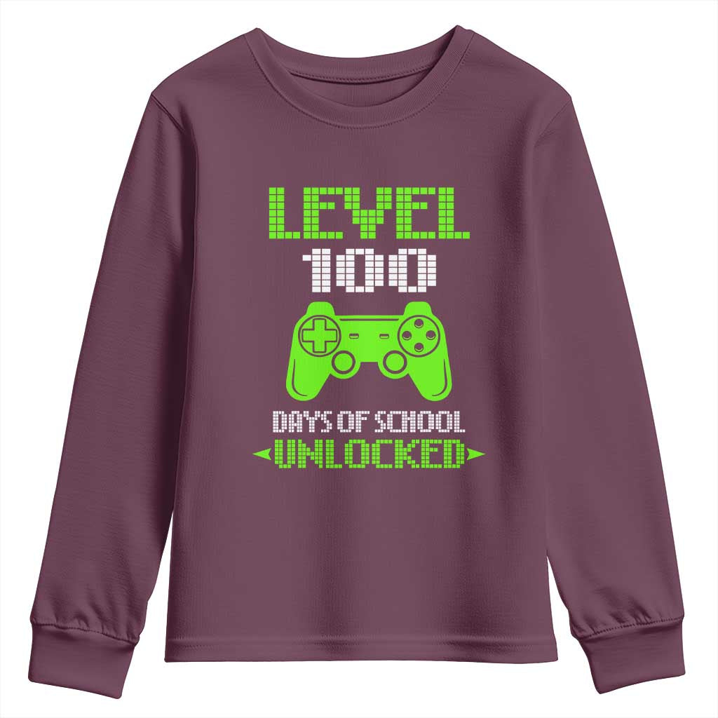 100 Days of School Smarter Youth Sweatshirt Cool 100th Day Celebration Gift TS01 Maroon Print Your Wear