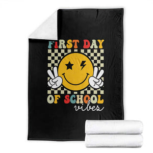 First Day of School Vibes Throw Blanket Aesthetic Back to School Teacher Student TS01 Black Print Your Wear