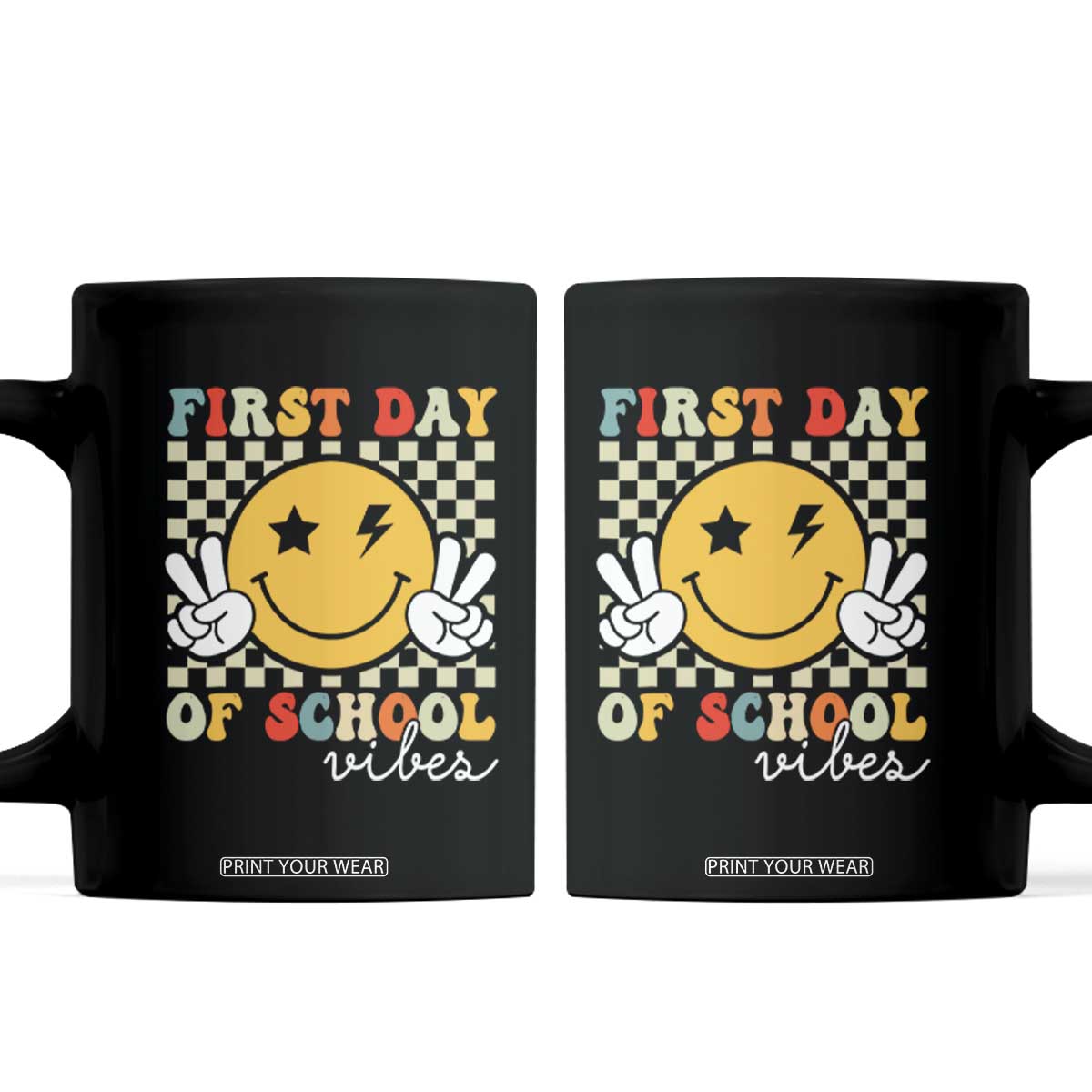First Day of School Vibes Coffee Mug Aesthetic Back to School Teacher Student TS01 Black Print Your Wear
