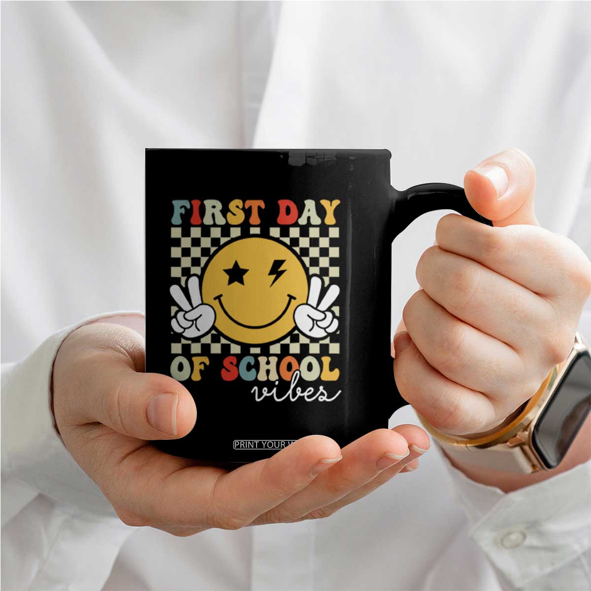 First Day of School Vibes Coffee Mug Aesthetic Back to School Teacher Student TS01 Print Your Wear