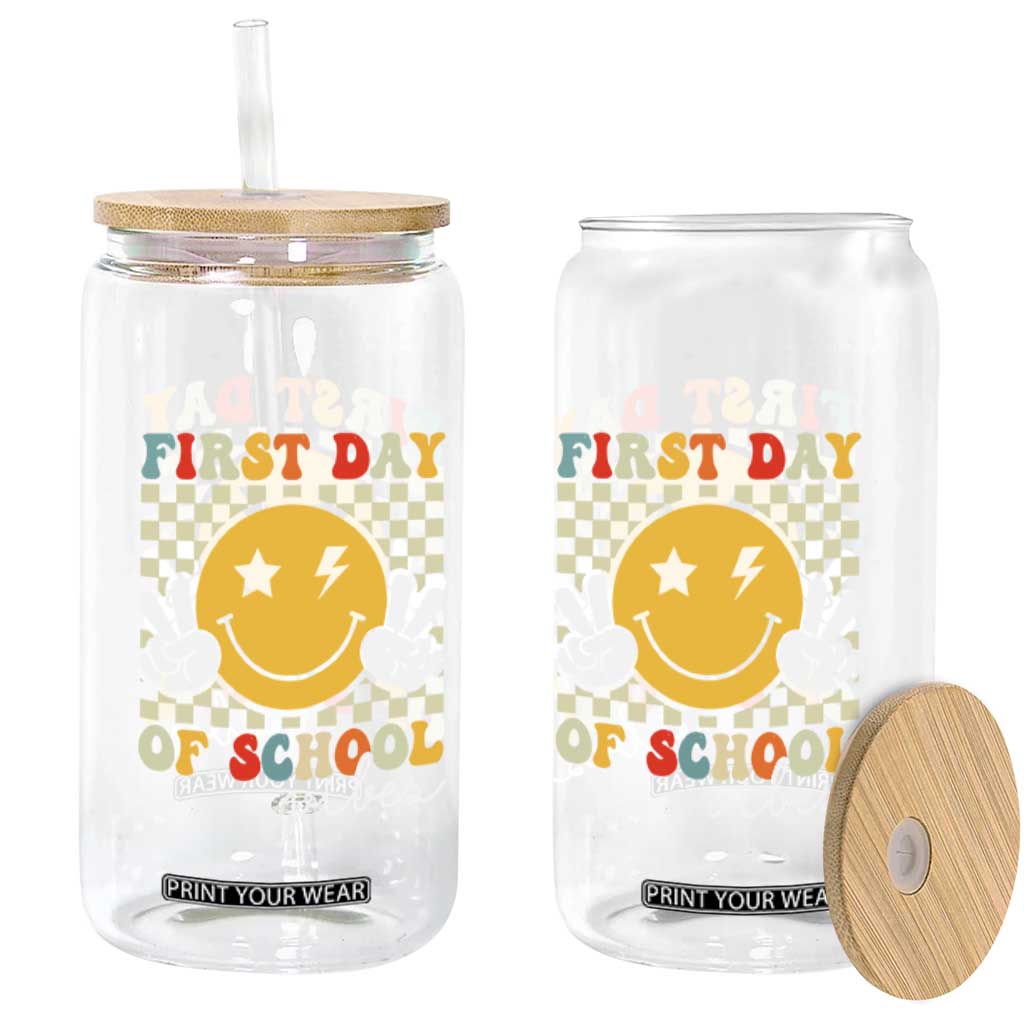 First Day of School Vibes Glass Can Aesthetic Back to School Teacher Student TS01 Print Your Wear