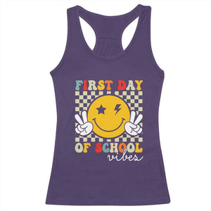 First Day of School Vibes Racerback Tank Top Aesthetic Back to School Teacher Student TS01 Purple Print Your Wear