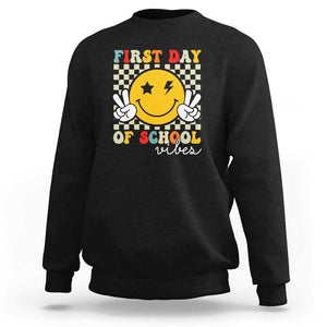 First Day of School Vibes Sweatshirt Back to School for Teachers and Students TS01 Black Print Your Wear