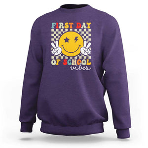 First Day of School Vibes Sweatshirt Back to School for Teachers and Students TS01 Purple Print Your Wear