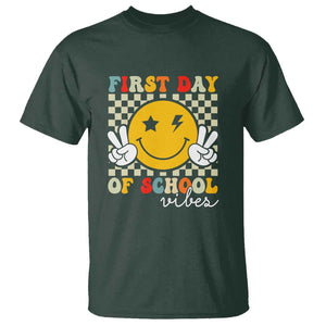 First Day of School Vibes T Shirt Back to School for Teachers and Students TS01 Dark Forest Green Print Your Wear