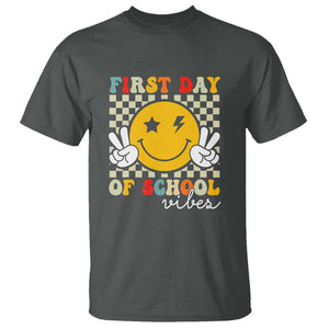 First Day of School Vibes T Shirt Back to School for Teachers and Students TS01 Dark Heather Print Your Wear