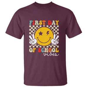 First Day of School Vibes T Shirt Back to School for Teachers and Students TS01 Maroon Print Your Wear