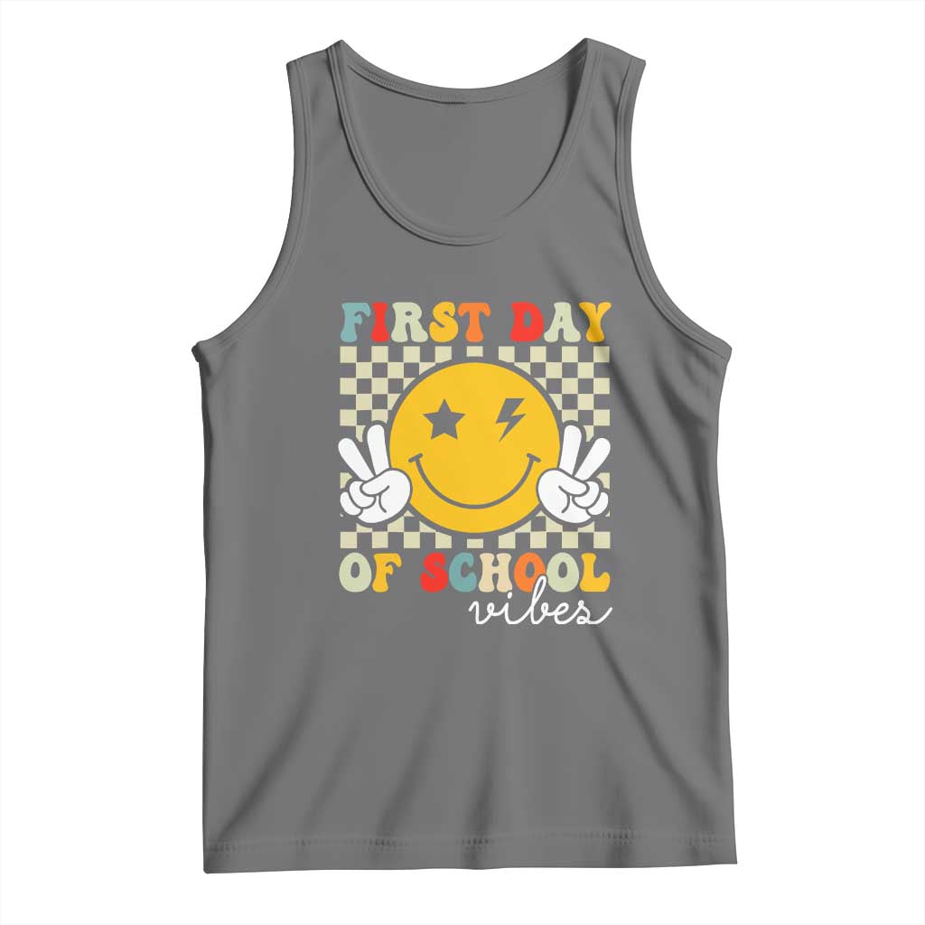 First Day of School Vibes Tank Top Aesthetic Back to School Teacher Student TS01 Black Heather Print Your Wear