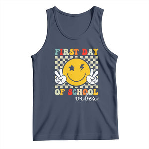 First Day of School Vibes Tank Top Aesthetic Back to School Teacher Student TS01 Navy Print Your Wear